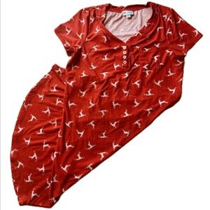 DREAM nightgown holiday theme reindeer red brown heathered color XS‎ NWOT